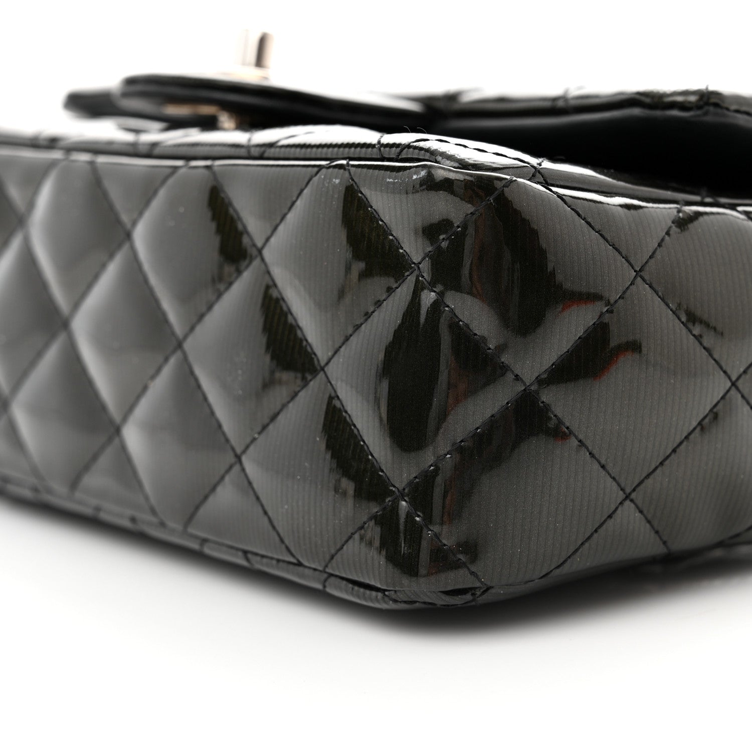 Chanel Striated Patent Quilted Mini Rectangular Flap Black 10 of 10