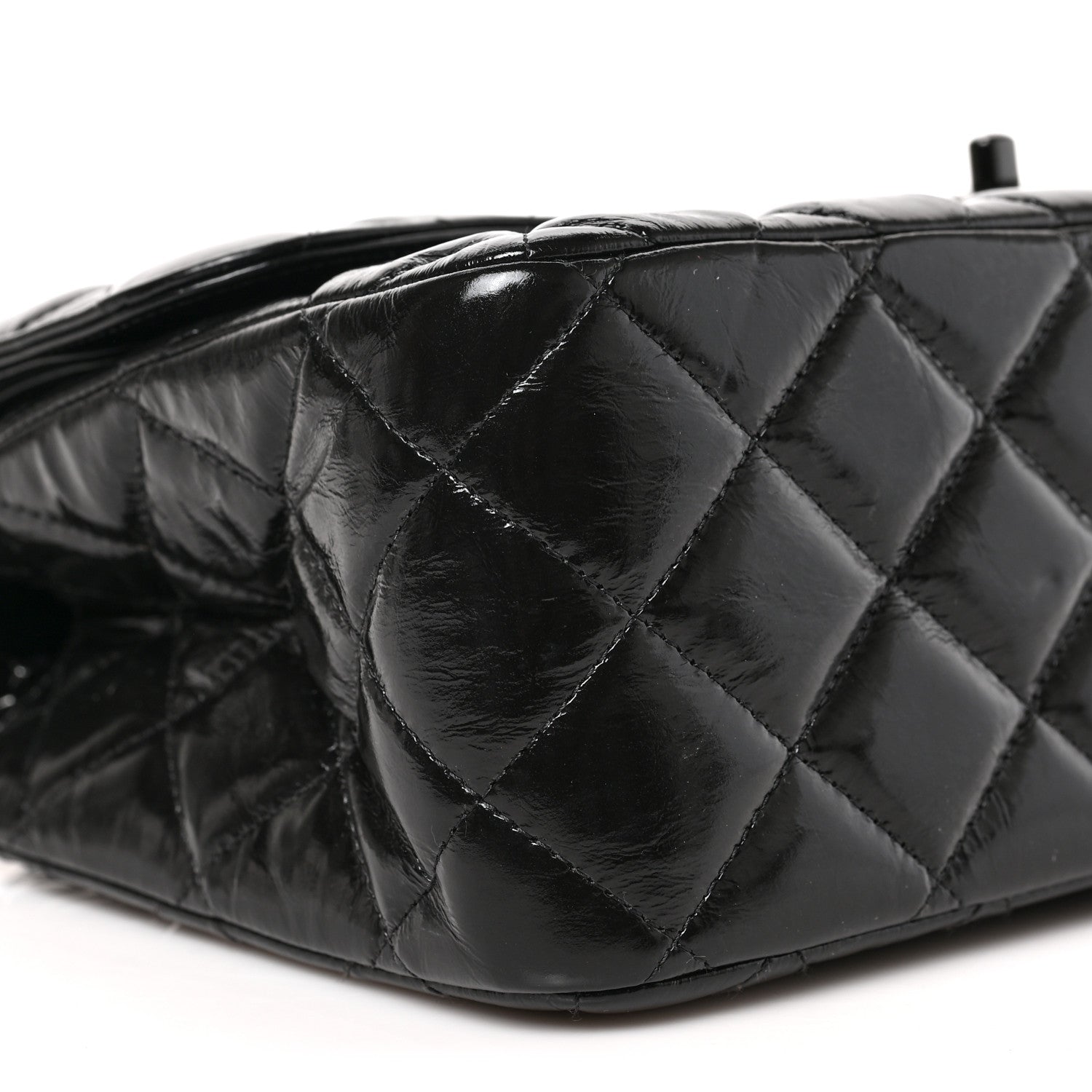 Chanel Shiny Distressed Calfskin Quilted Jumbo Double Flap So Black 9 of 10