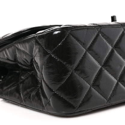 Chanel Shiny Distressed Calfskin Quilted Jumbo Double Flap So Black 9 of 10