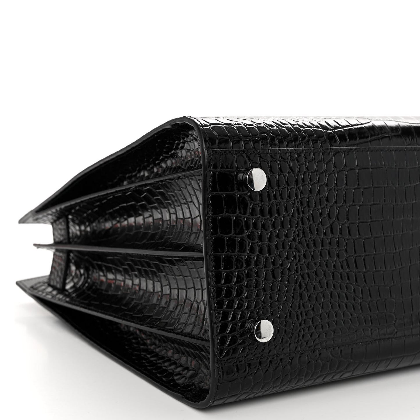 Calfskin Crocodile Embossed Small Sac de Jour Black