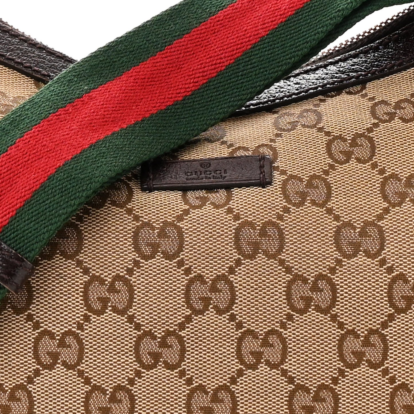 Monogram Web Medium Half Moon Hobo Dark Brown
