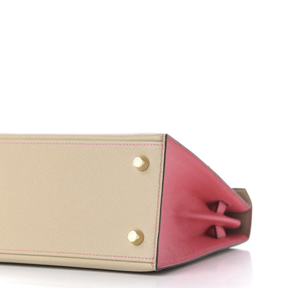 Hermes Epsom Bi-Color Horseshoe Kelly Sellier 25 Trench Rose Azalee 6 of 10