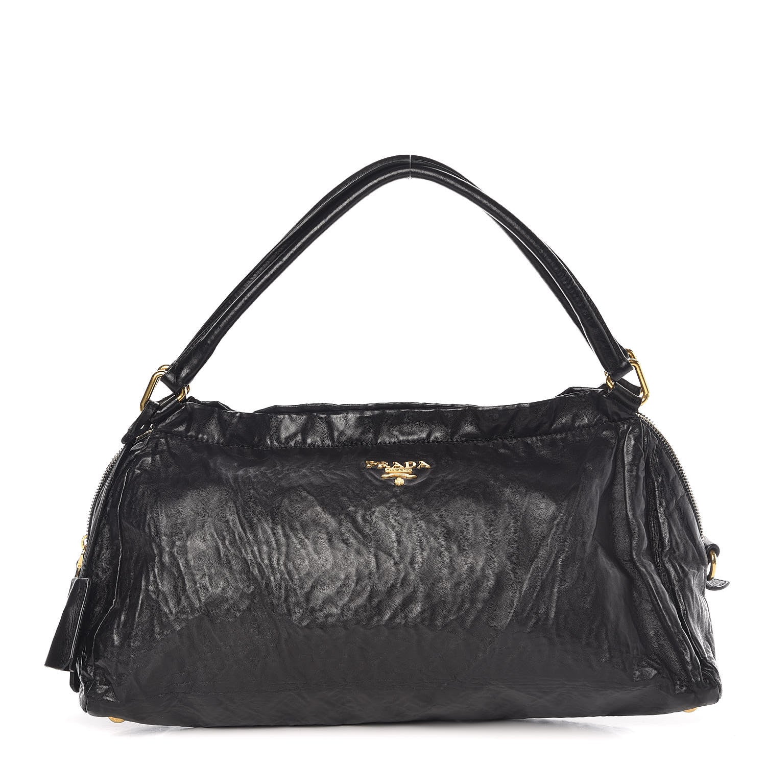 Prada Nappa Antique Shoulder Bag Black 1 of 9