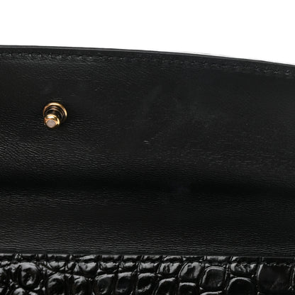 Balenciaga Shiny Calfskin Graffiti Logo Crocodile Embossed Medium Ghost Shoulder Bag Black White 11 of 13