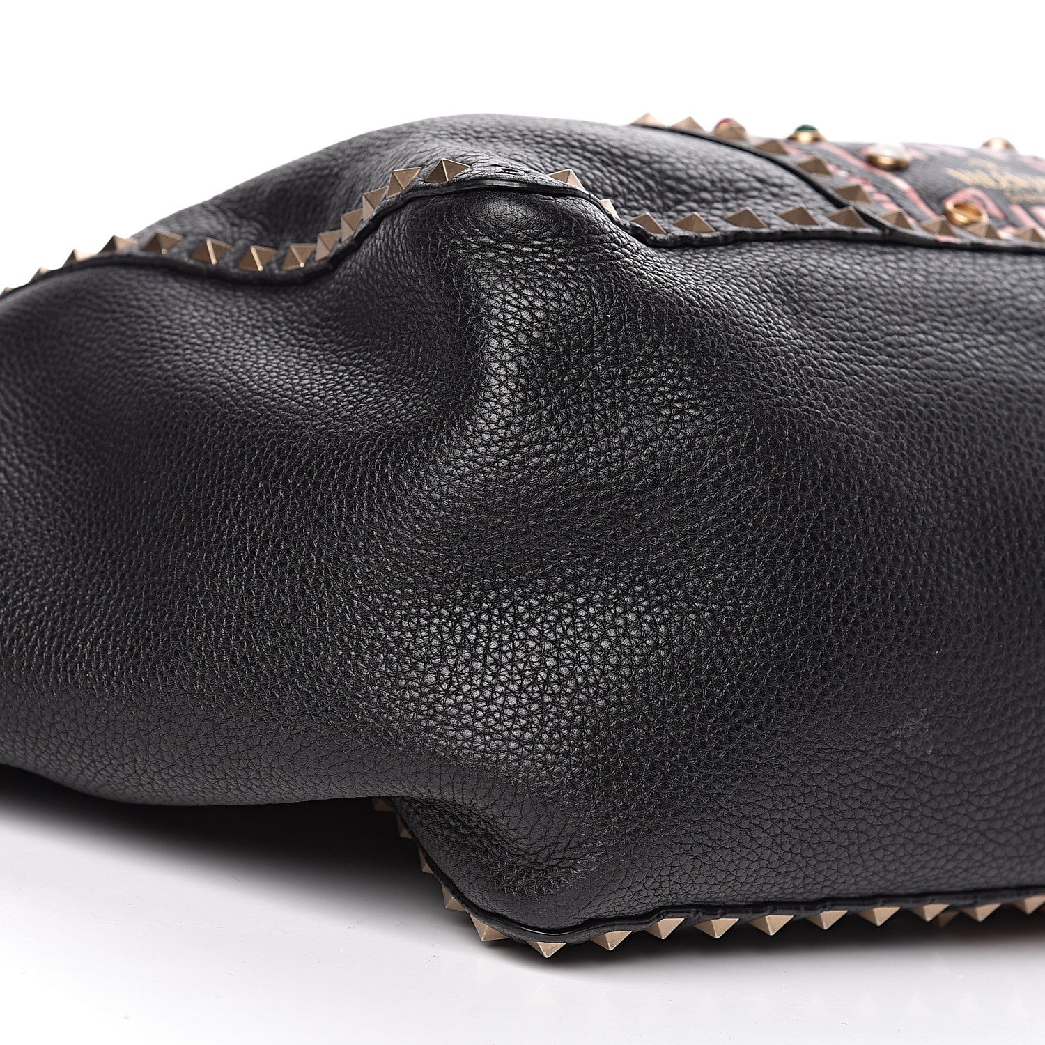 Valentino Garavani Grained Calfskin Tribal Large Rockstud Rolling Crossbody Tote Black 10 of 17