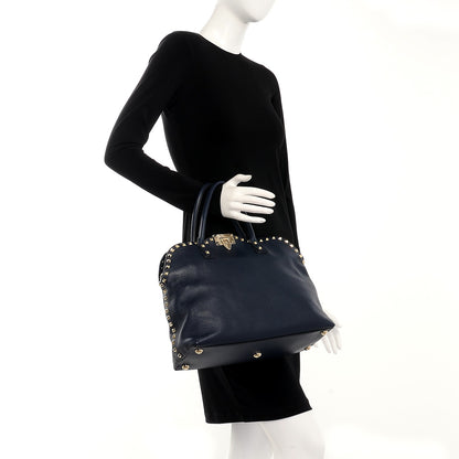 Valentino Garavani Vitello Rockstud Dome Satchel Marine 3 of 8