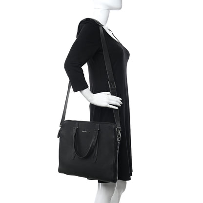 Salvatore Ferragamo Calfskin Firenze Briefcase Black 2 of 10