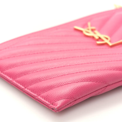 Saint Laurent Grain De Poudre Chevron Monogram Bill Pouch Fresh Fuxia 8 of 10