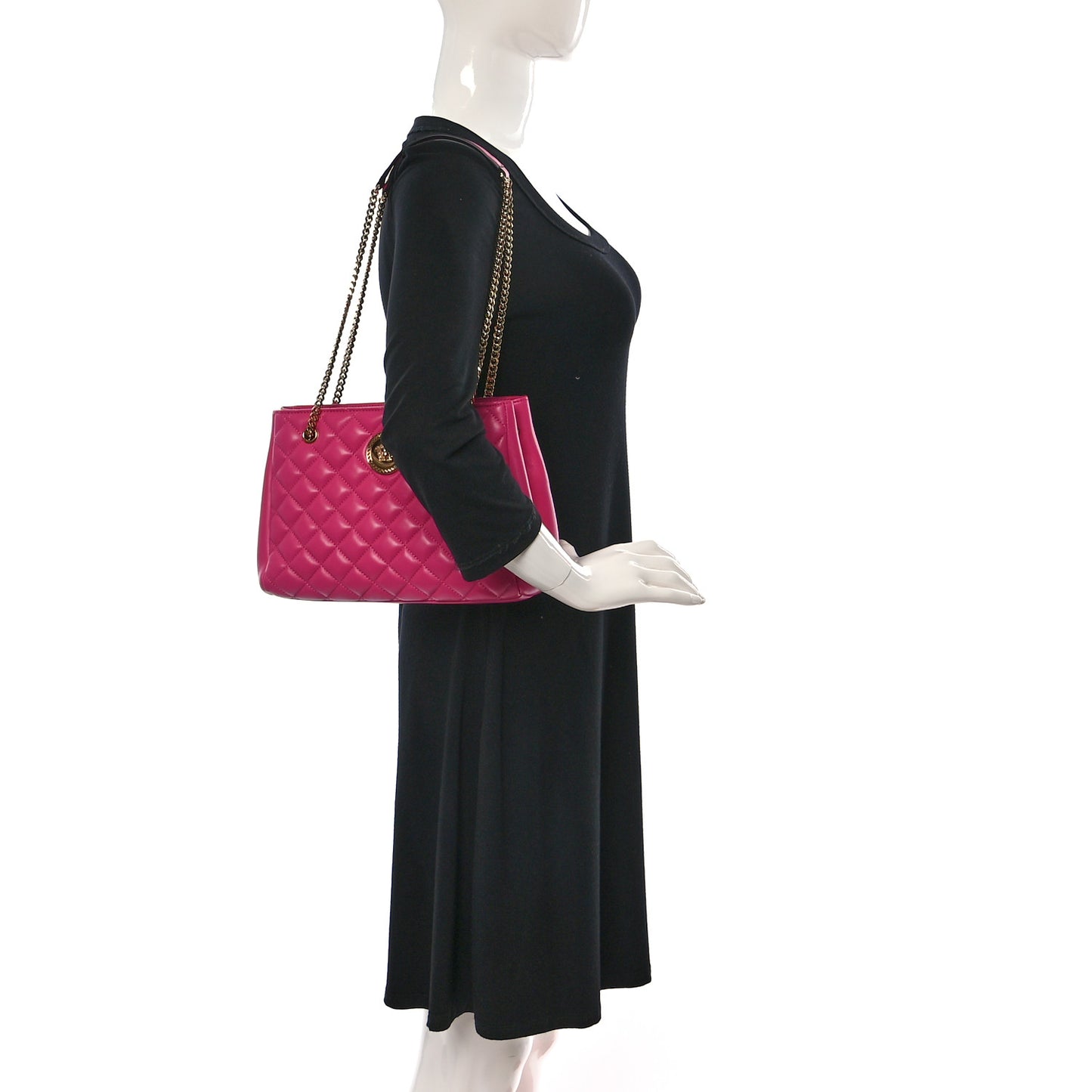Nappa Quilted Medusa Chain Shoulder Bag Pink