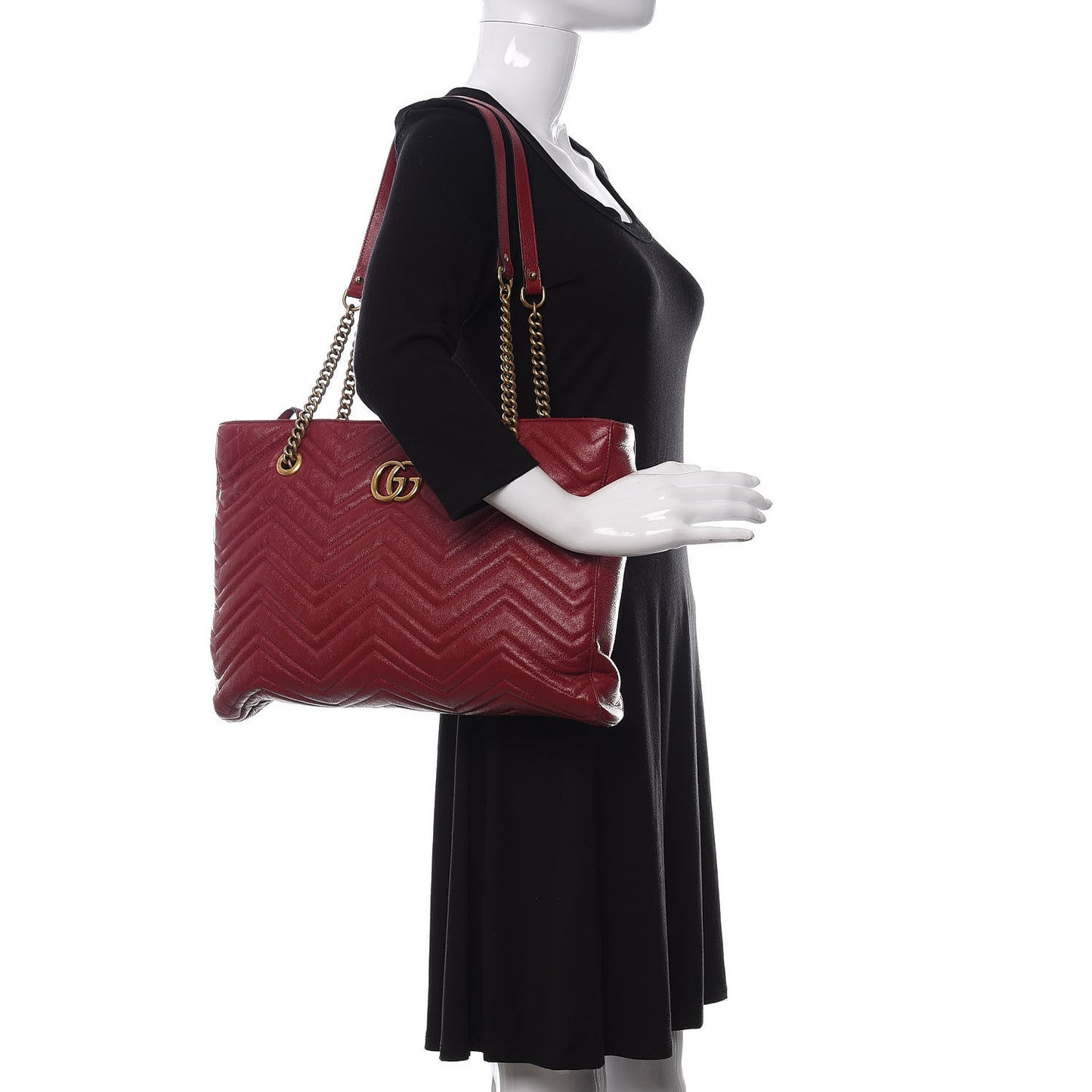 Azalea Calfskin Matelasse Medium GG Marmont Slim Tote Romantic Cerise