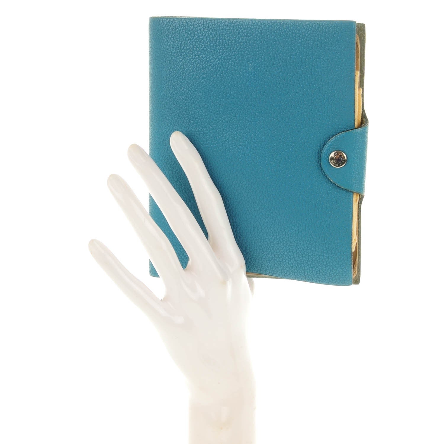 Hermes Chevre Mysore Ulysse PM Notebook Cover Blue Jean 2 of 8