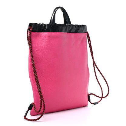 Gucci Grained Calfskin Logo Drawstring Backpack Box Pink Green Black 4 of 11