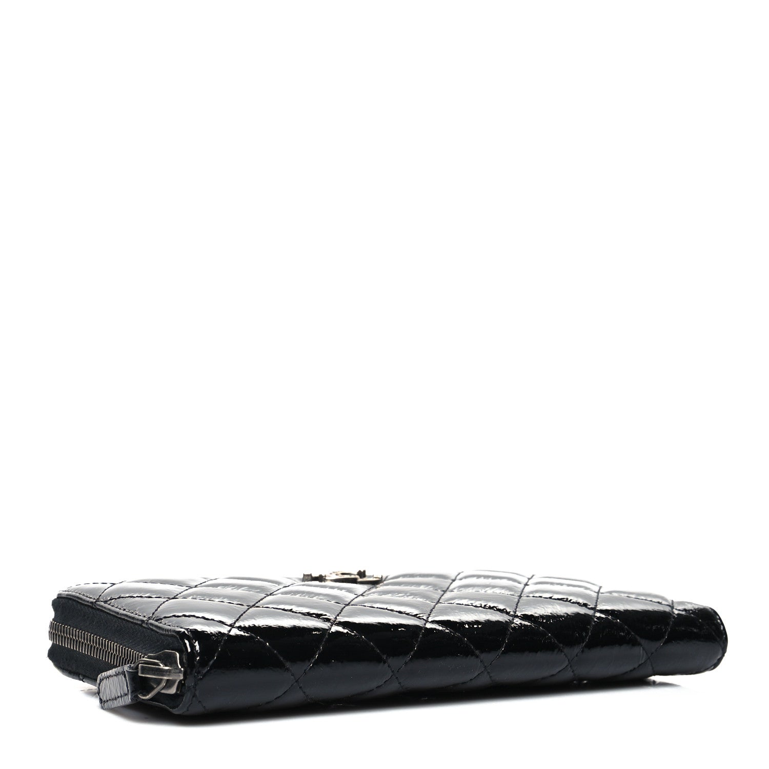 Chanel Patent Goatskin Quilted Medium Paris Dallas Zip Around Wallet Black 4 of 12