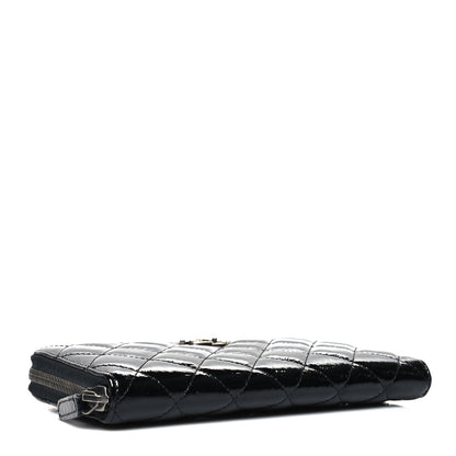 Chanel Patent Goatskin Quilted Medium Paris Dallas Zip Around Wallet Black 4 of 12