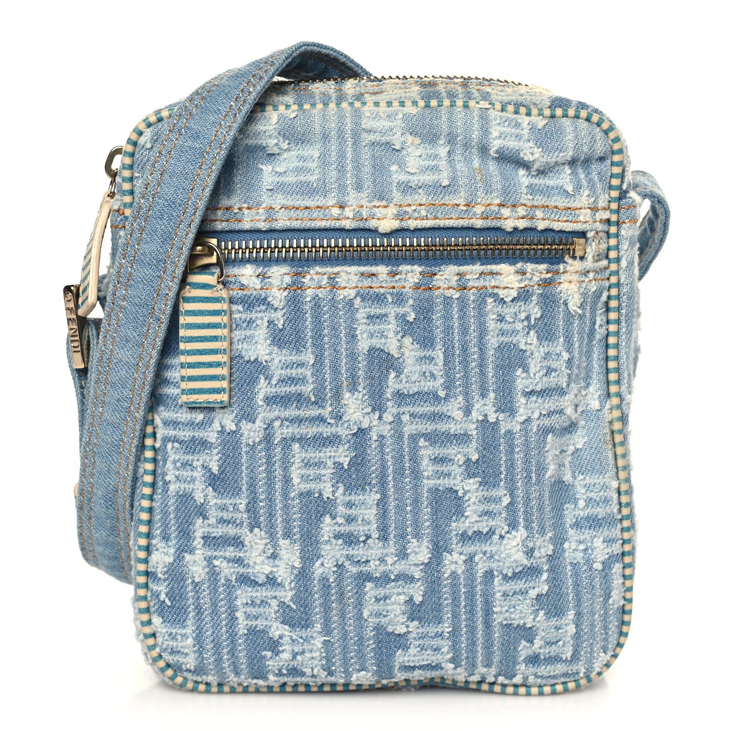 Denim Zucca Small Crossbody Bag Blue