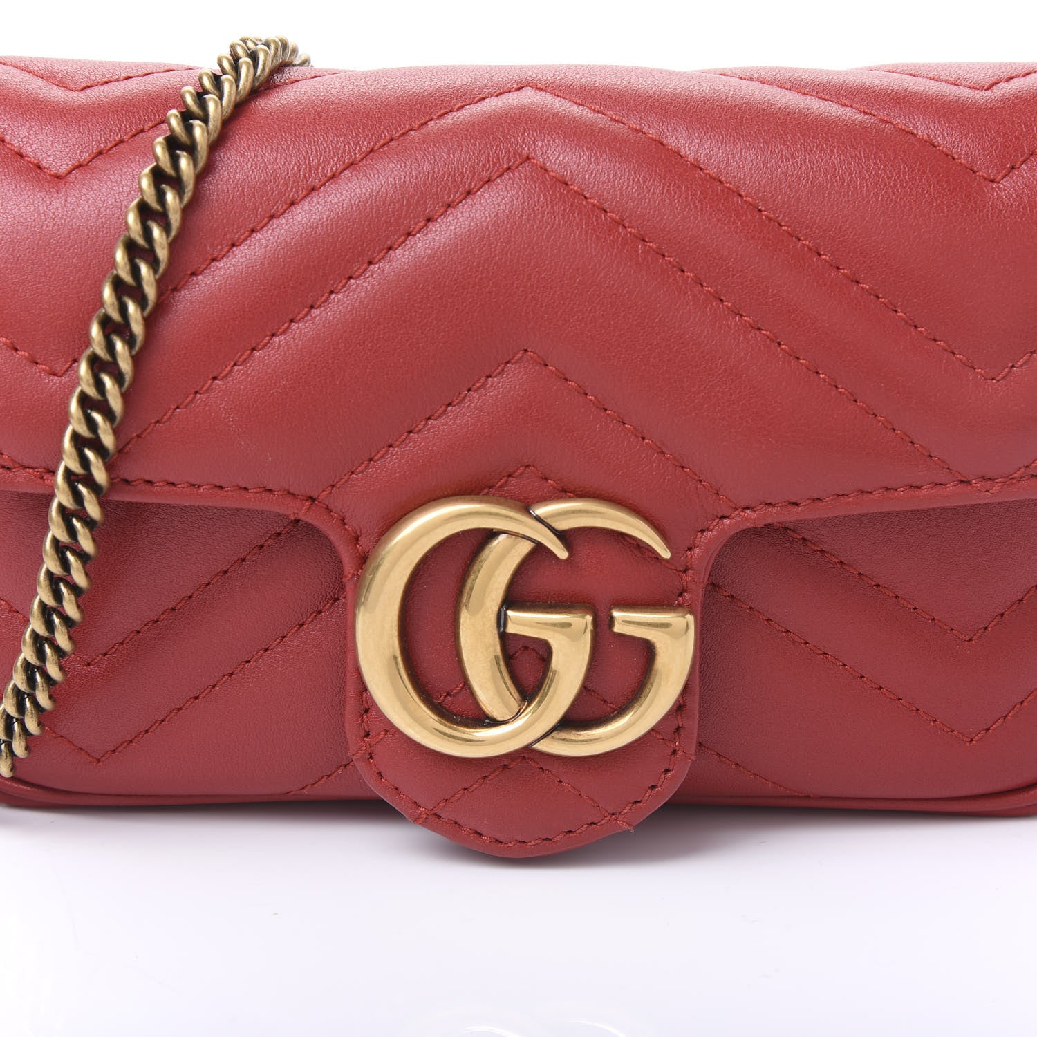 Gucci Calfskin Matelasse Super Mini GG Marmont Shoulder Bag Hibiscus Red 9 of 10