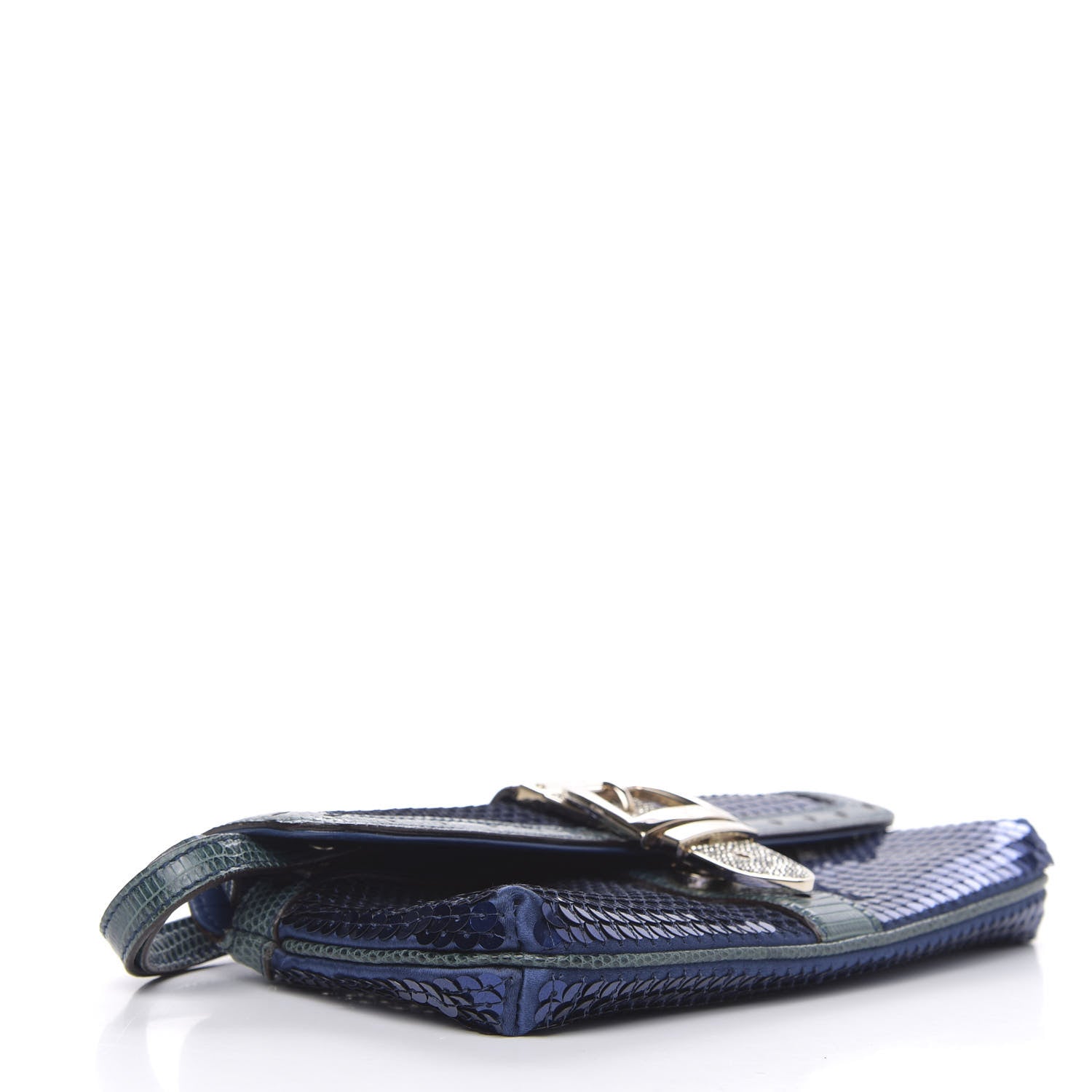 Gucci Sequin Lizard Crystal Wristlet Clutch Bag Blue 4 of 11