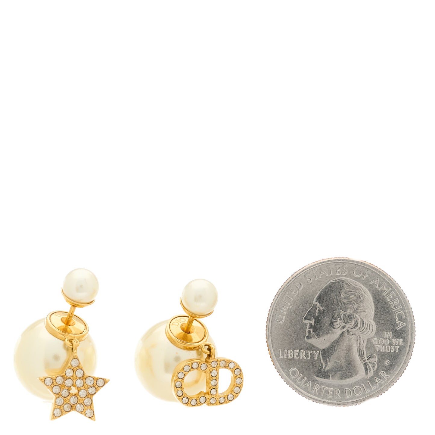 Pearl Crystal Mise En Dior Logo Tribal Earrings Gold