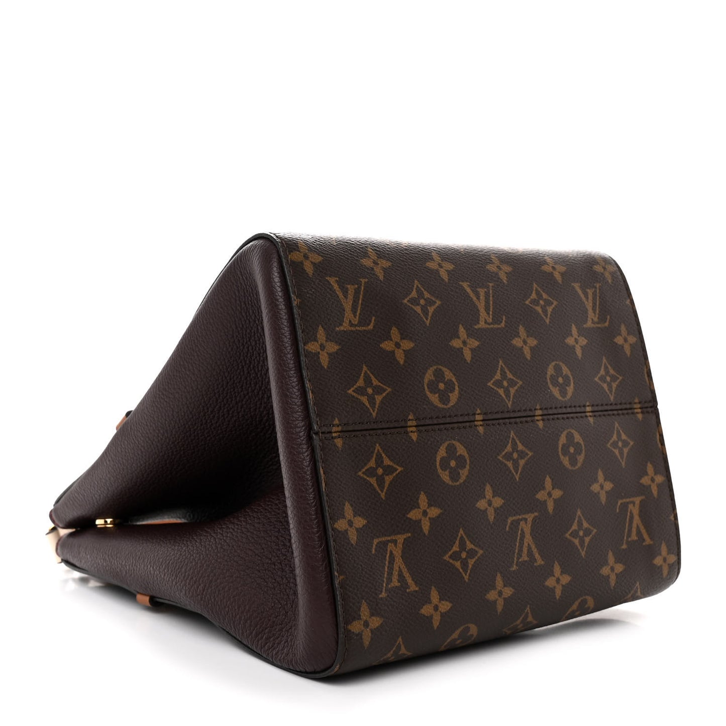 Calfskin Monogram Fold Tote MM Black Wine Cream