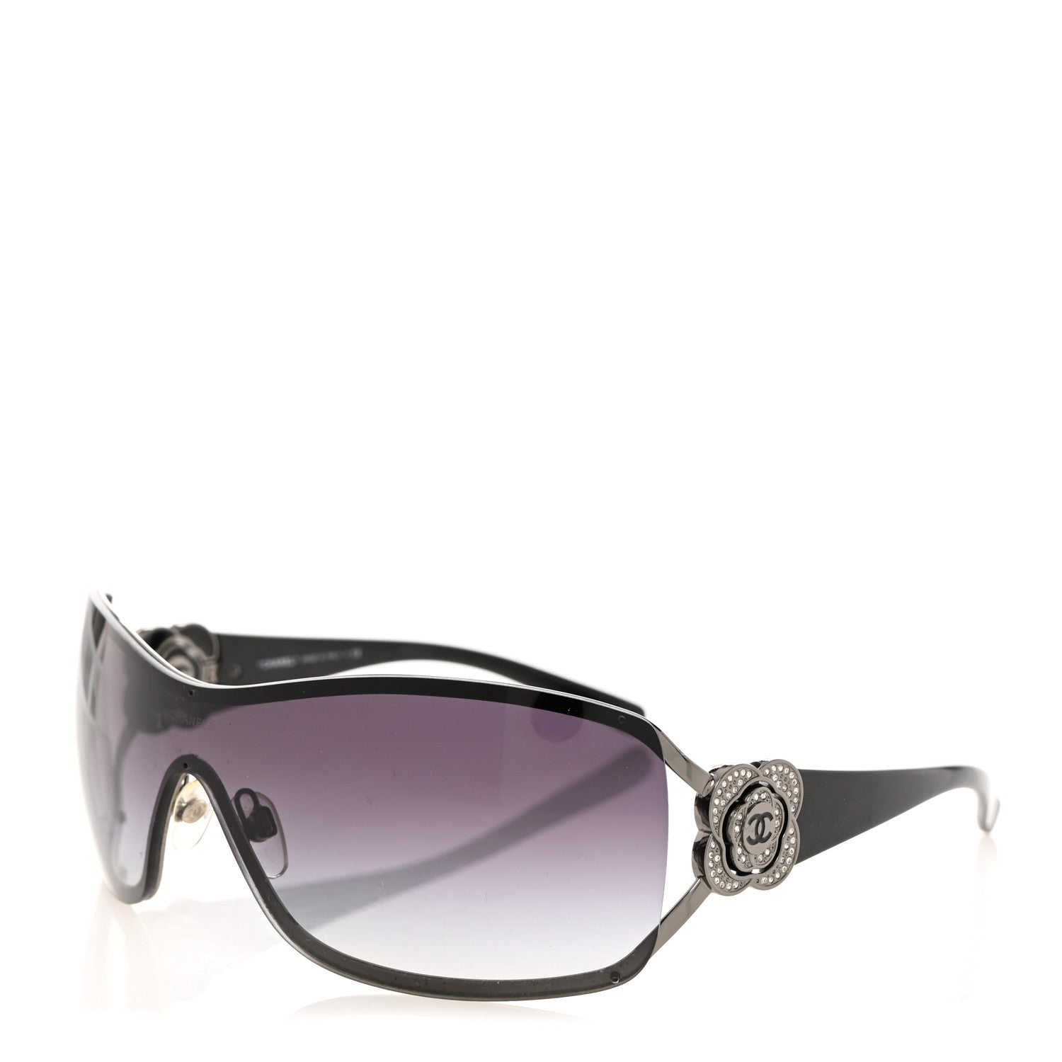 Chanel Swarovski Crystal Camellia CC Sunglasses 4164-B Black 1 of 7
