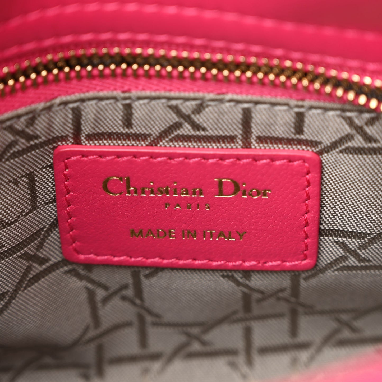 Lambskin Cannage Mini Lady Dior Fuchsia