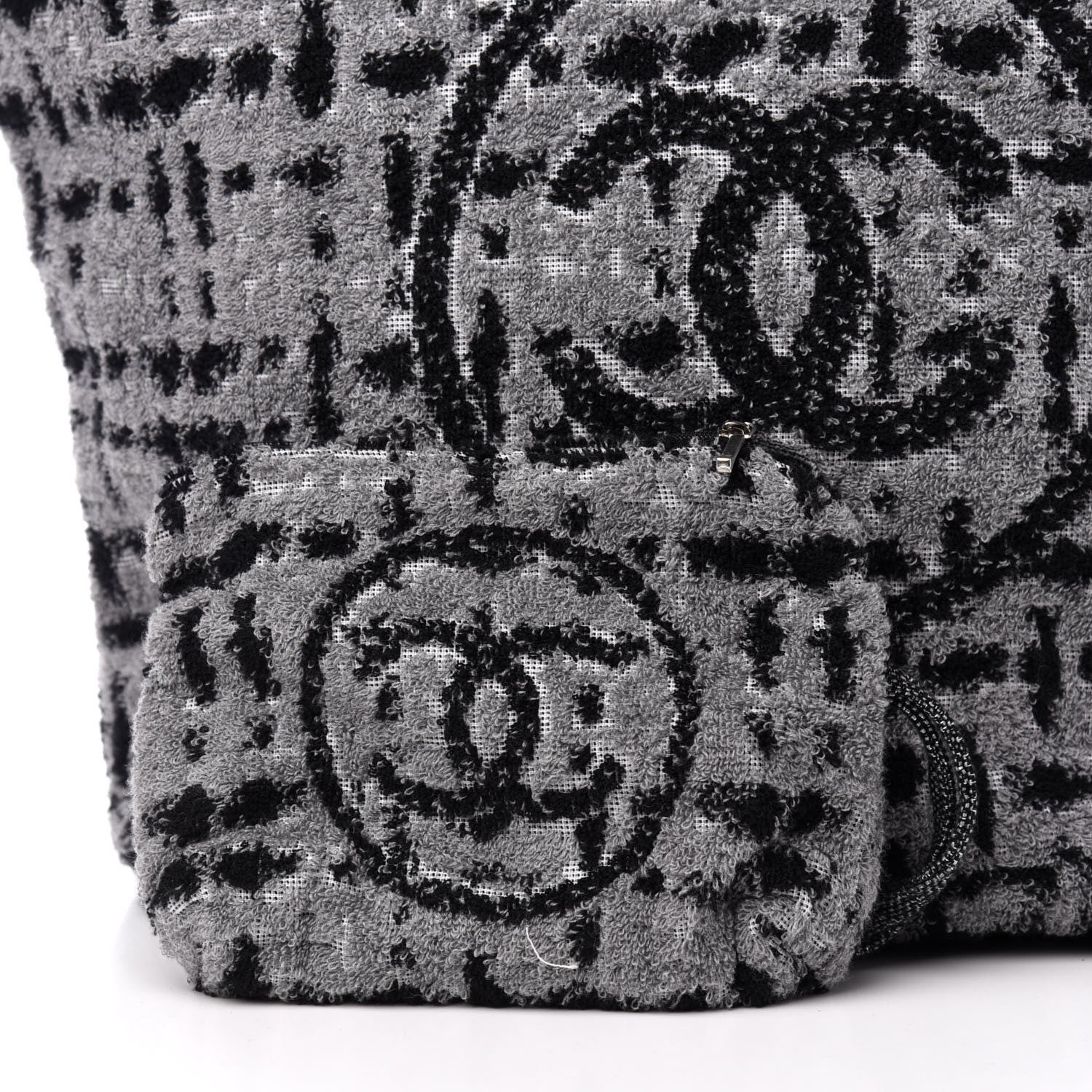 Chanel Terry Cotton CC Tote Black Grey 12 of 14