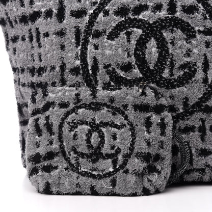 Chanel Terry Cotton CC Tote Black Grey 12 of 14
