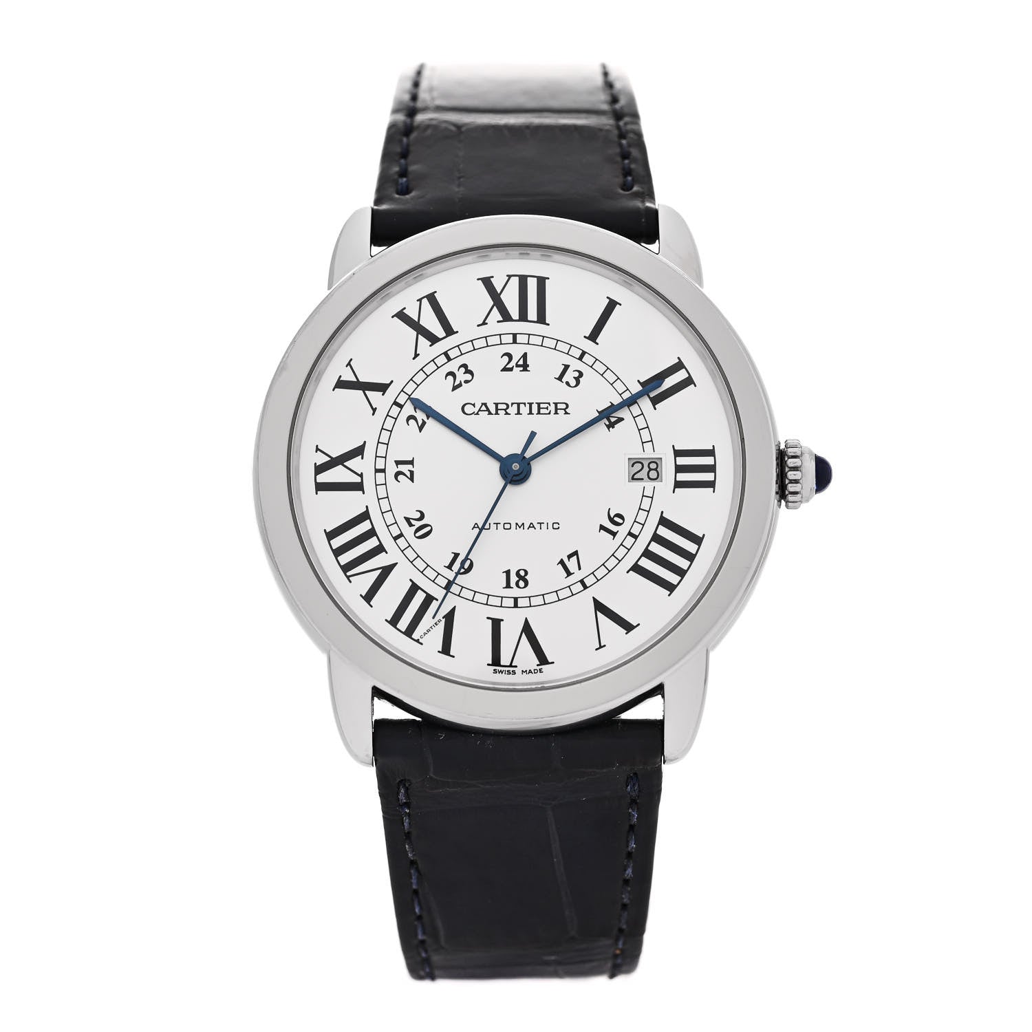 Cartier Stainless Steel Alligator 42mm Ronde Solo Automatic Watch 1 of 5