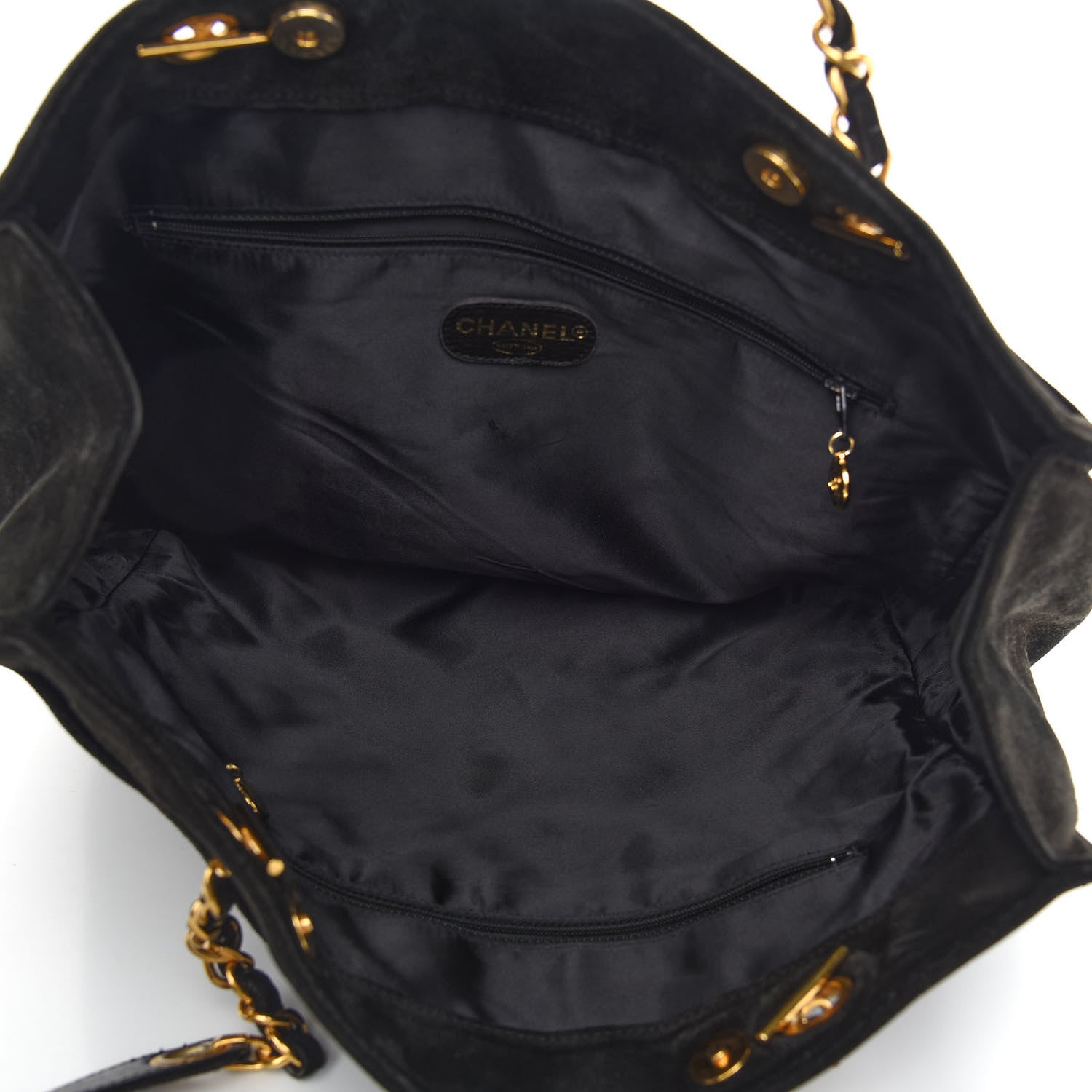 Chanel Suede CC Shoulder Bag Black 7 of 9