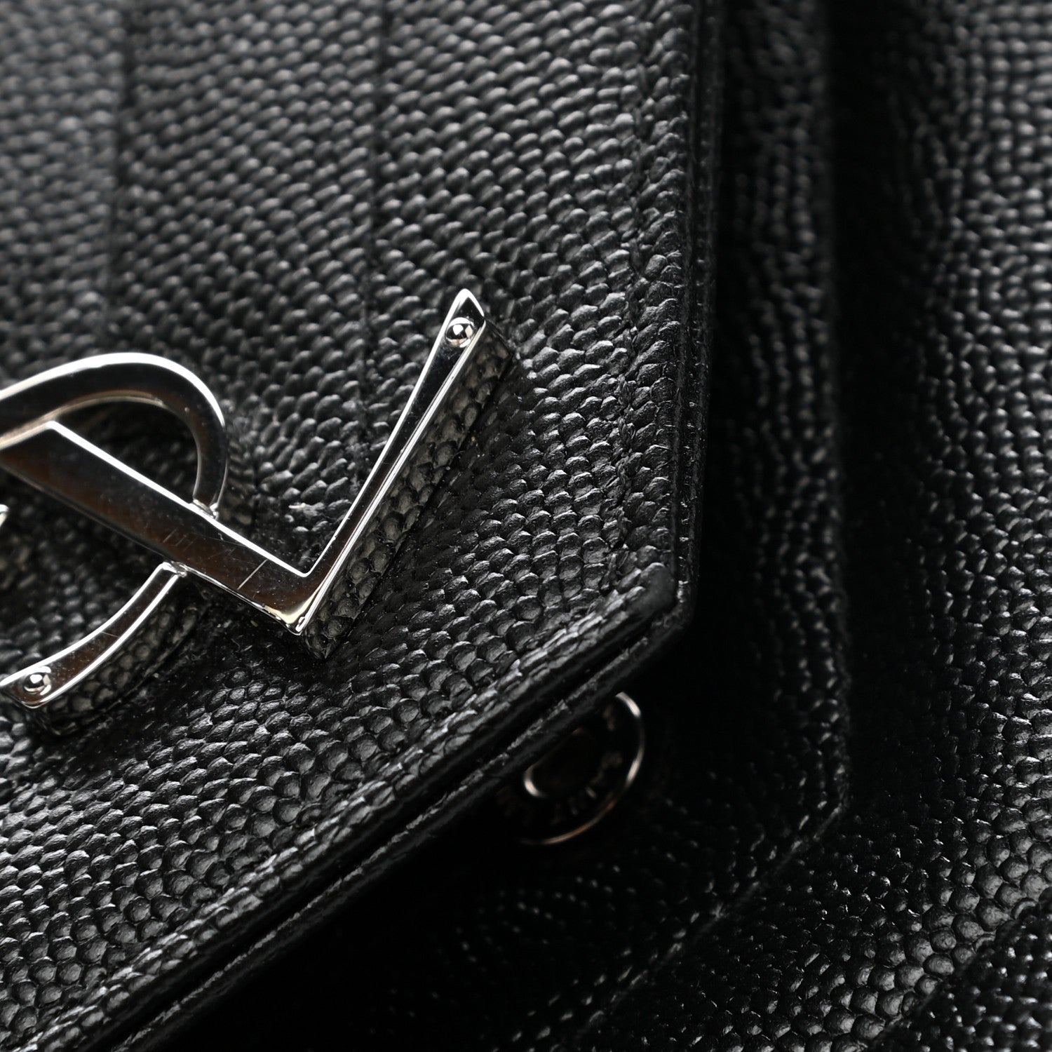 Saint Laurent Grain De Poudre Matelasse Chevron Monogram Envelope Clutch Black 8 of 10
