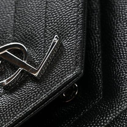 Saint Laurent Grain De Poudre Matelasse Chevron Monogram Envelope Clutch Black 8 of 10
