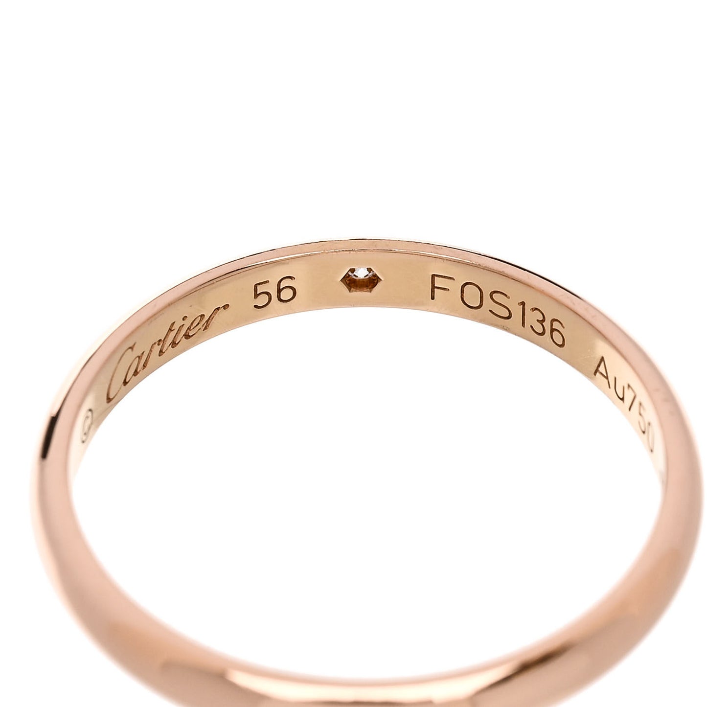 18K Pink Gold Diamond 2.6mm 1895 Wedding Band Ring 56 7.75 47/4