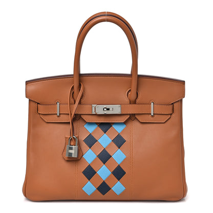 Hermes Swift Epsom Tressage Birkin 30 Gold Bleu de Nord Bleu Indigo 1 of 11
