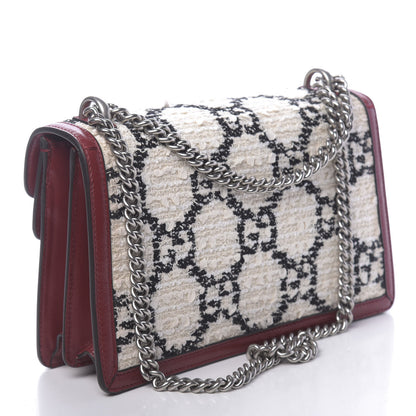 Gucci Tweed GG Monogram Small Dionysus Shoulder Bag White Black Romantic Cherry 4 of 14