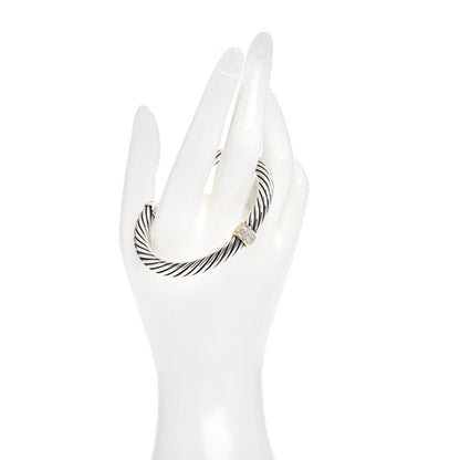 David Yurman Sterling Silver 18K Yellow Gold Diamond 7mm Cable Classics Station Bracelet 2 of 4
