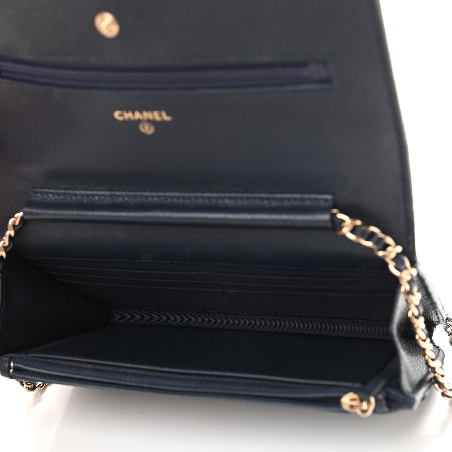 Chanel Caviar Quilted Wallet On Chain WOC Navy Blue 7 of 11