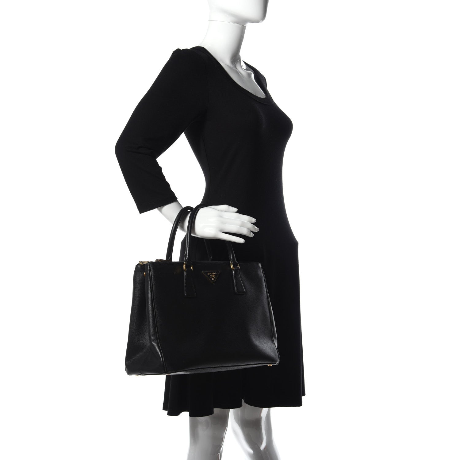 Prada Saffiano Medium Galleria Double Zip Tote Black 2 of 8