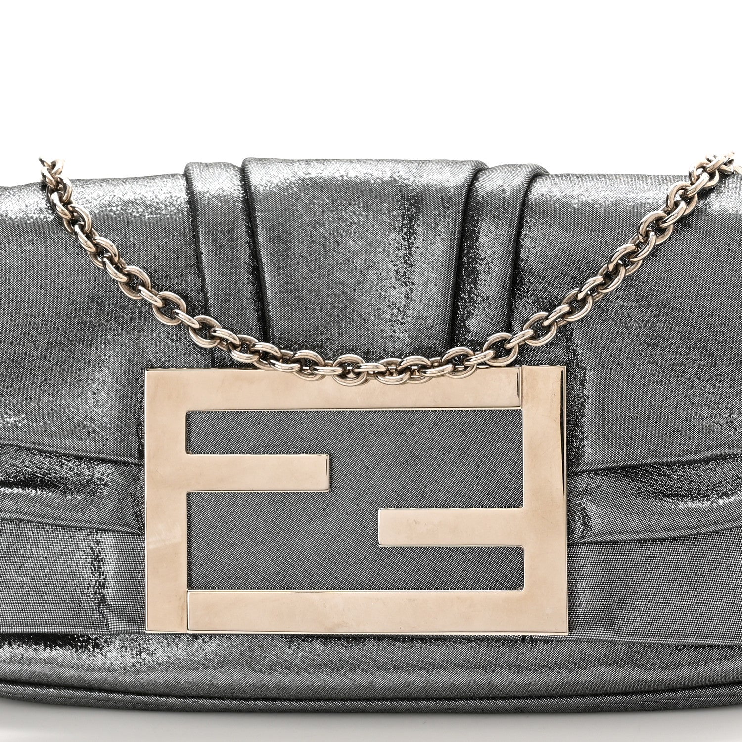 Fendi Metallic Calfskin Mia Pochette Silver 10 of 12