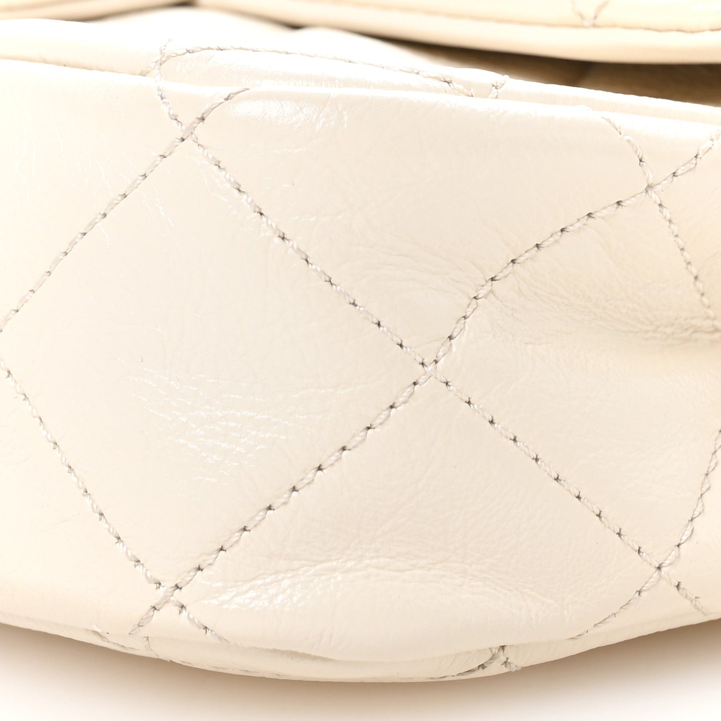Calfskin Quilted Crystal Pearls Small Flap Bag White