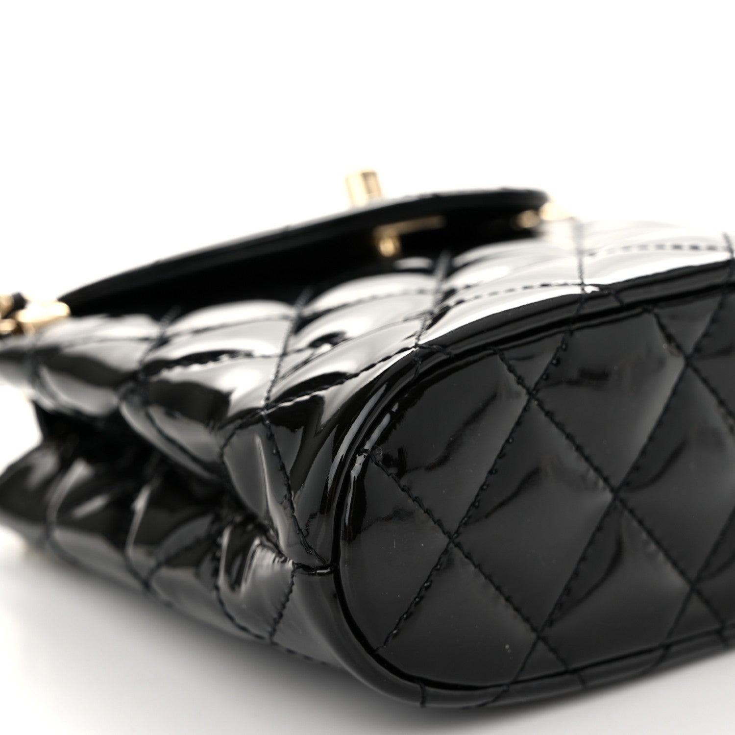 Chanel Patent Quilted Shiny Coco Small Flap Hobo Black 9 of 10