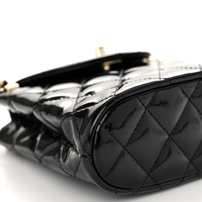 Chanel Patent Quilted Shiny Coco Small Flap Hobo Black 9 of 10