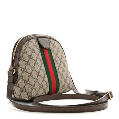 Gucci GG Supreme Monogram Textured Dollar Calfskin Web Small Ophidia Dome Shoulder Bag Beige Ebony New Acero 3 of 13