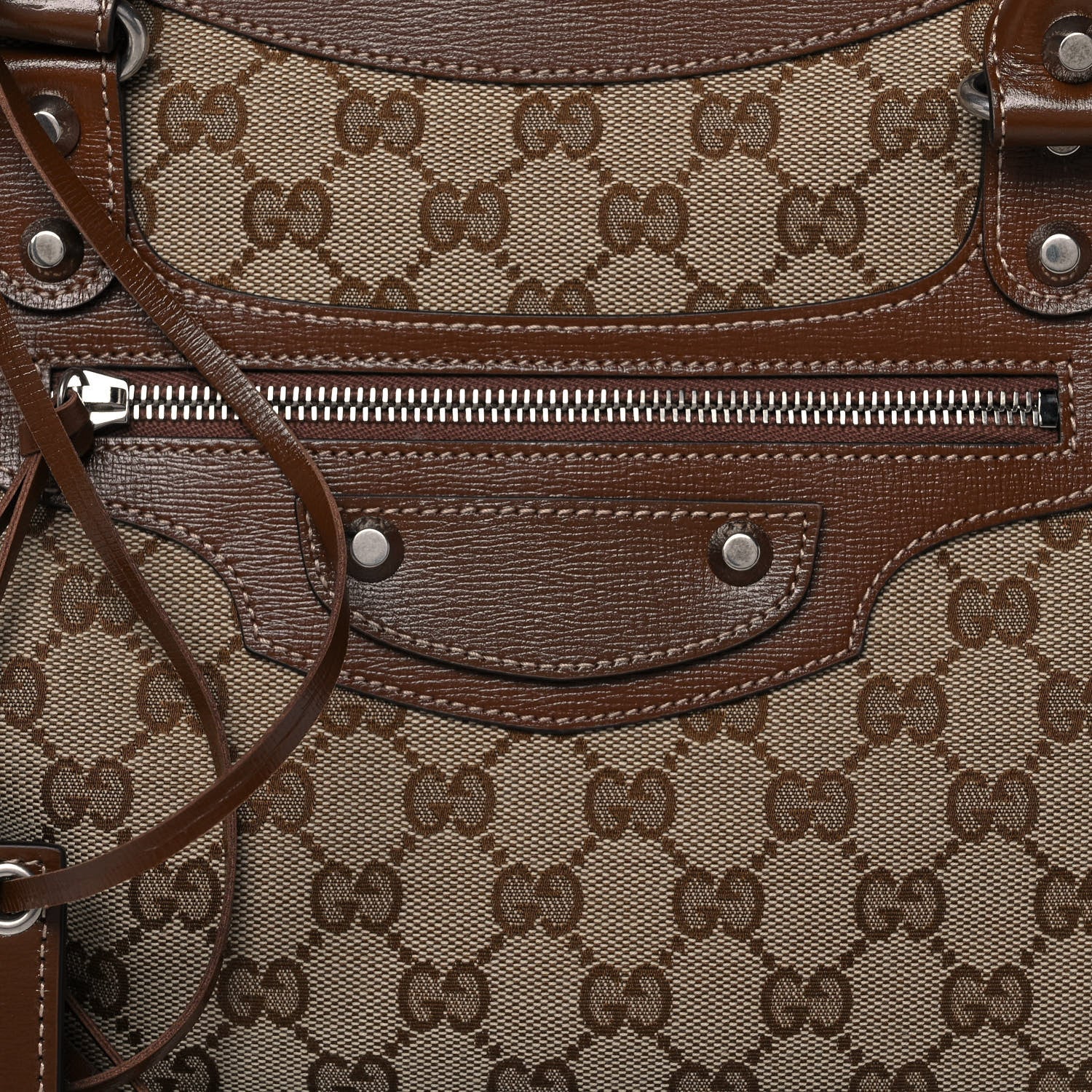 Balenciaga X GUCCI GG Monogram Azalea Calfskin Neo Classic Silver Hardware Medium City Beige Ebony Brown Sugar 9 of 15