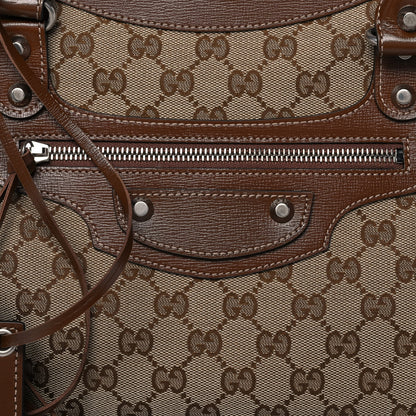 Balenciaga X GUCCI GG Monogram Azalea Calfskin Neo Classic Silver Hardware Medium City Beige Ebony Brown Sugar 9 of 15