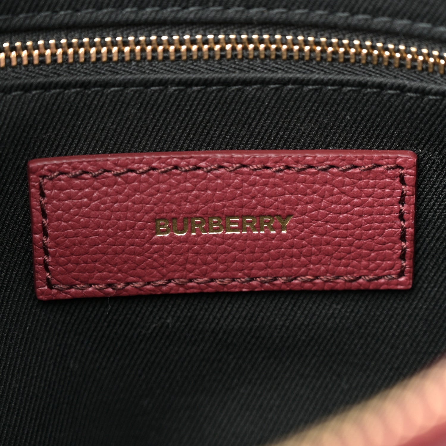 Burberry Grainy Calfskin House Check Medium Banner Tote Crimson 6 of 10