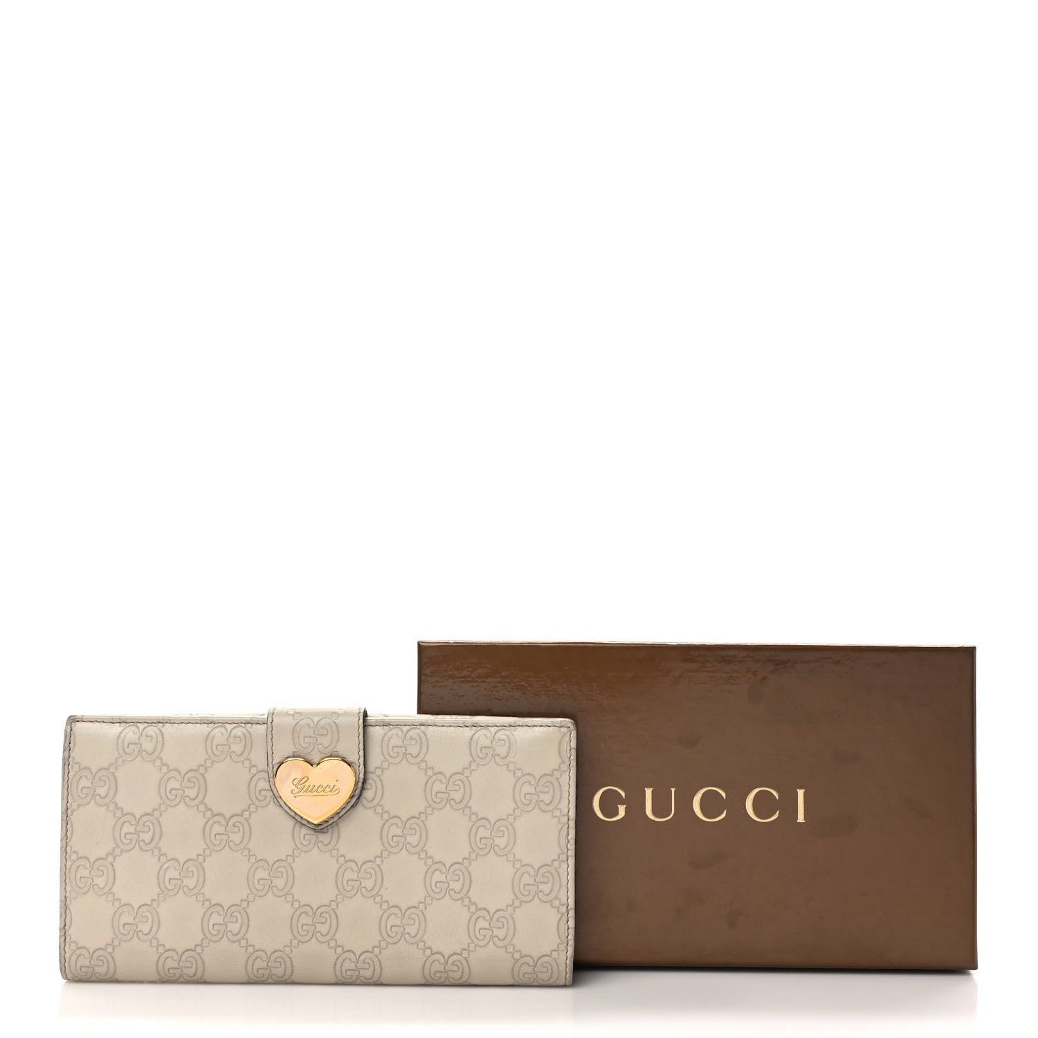 Gucci Guccissima Heart Continental Wallet Off White 9 of 9