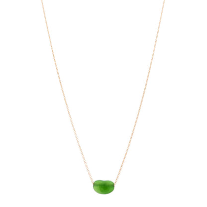 Tiffany 18K Yellow Gold Green Jade 9mm Elsa Peretti Bean Pendant Necklace 1 of 6