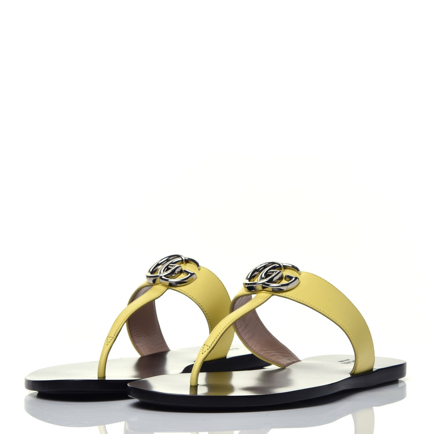 Calfskin GG Marmont Thong Sandals 38.5 Banana