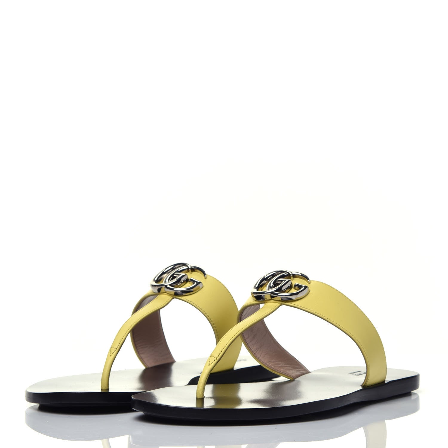 Gucci Calfskin GG Marmont Thong Sandals 38.5 Banana 3 of 8