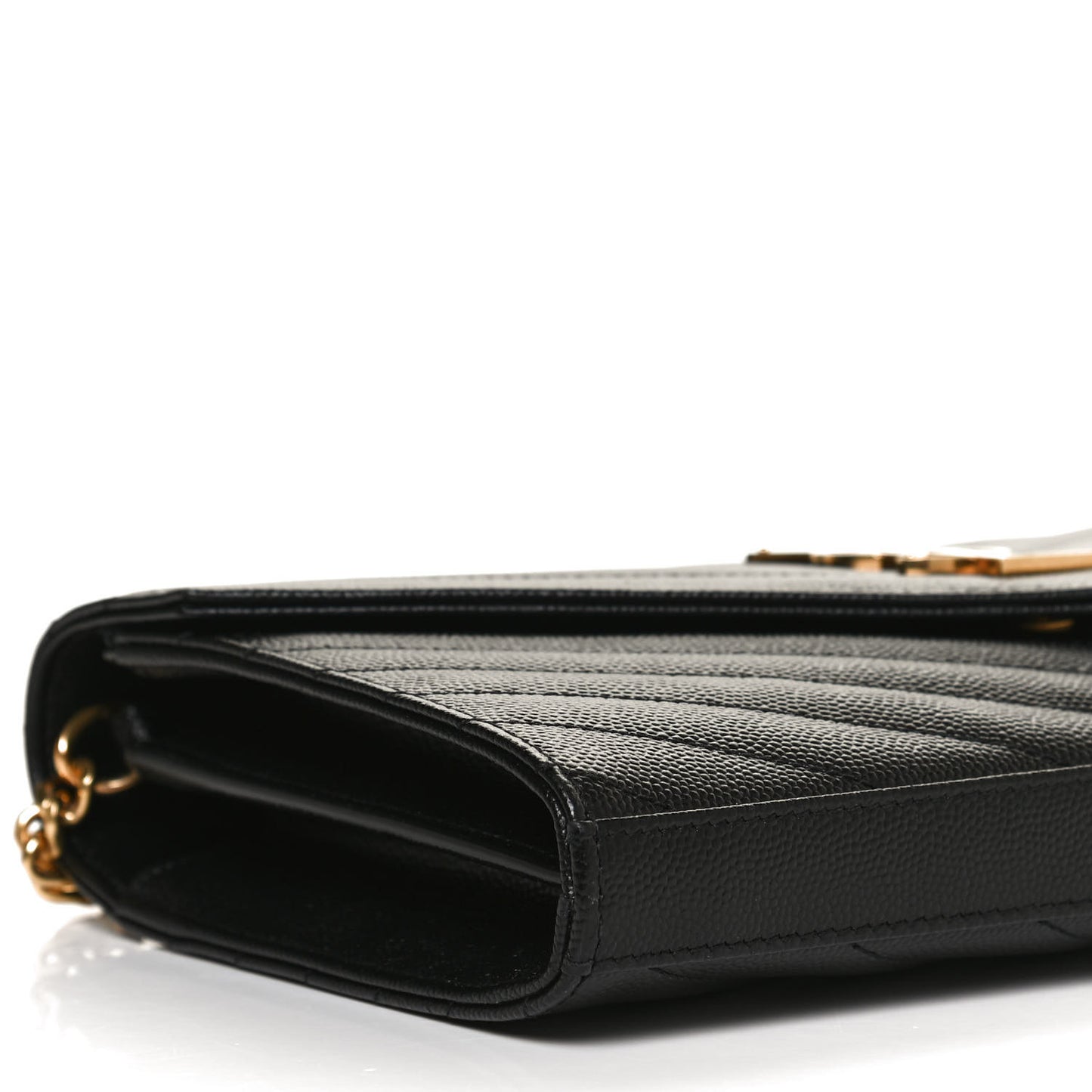 Grain De Poudre Matelasse Chevron Monogram Chain Wallet Black